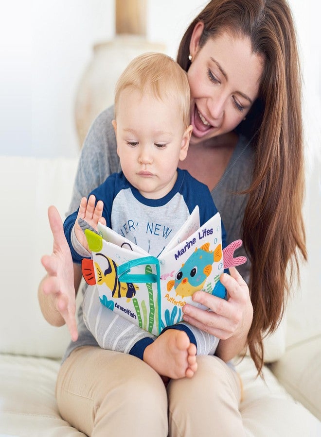 Love&Mini Baby Cloth Book Toys - Ocean Shark Crinkle Book with Teether, Touch & Feel Soft Books for Babies 6+ Months, Sensory Early Learning Toys, Baby Shower Gifts for Boys & Girls - Image 5